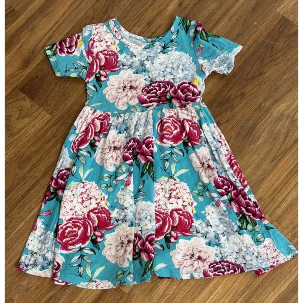 Posh Peanut Toddler Girls 2T Twirly Dress Shirt Bamboo Vibrant Roses